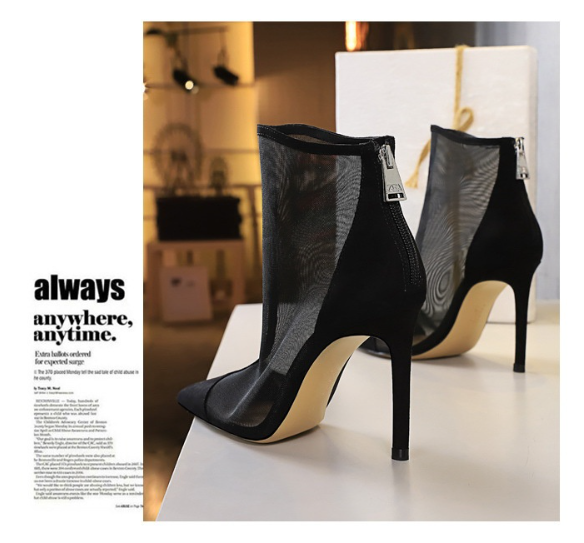 Sexy Nightclub Slimming Perspective Mesh Hollow High Heels