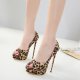 Leopard Print Fish Beak High Heels