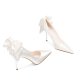 Pointed Toe Stiletto Evening Dress Shoes Bow High Heels