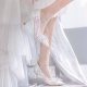 Women's White High Heels Wedding Dress Crystal