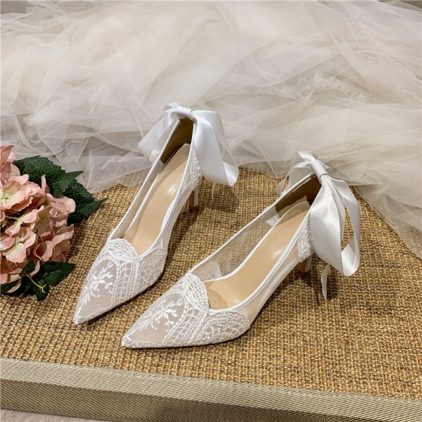 Wedding White Lace Pointed Toe High Heels