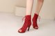 Stylish Peep Toe Hollow Mesh Cross Lace-up Buckle Dance High Heels