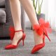 Butterfly Flower Wedding Shoes Strap Bridal Pointed High Heels